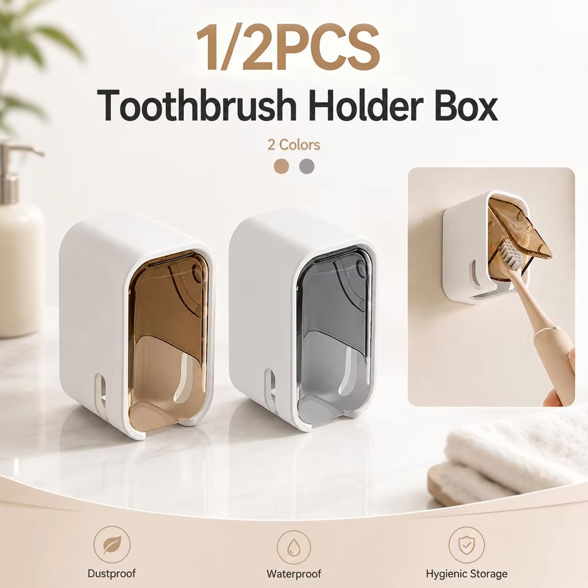 Home Edit Bathroom Storage - 1/2PCS Wall Mounted Toothbrush Holder Box