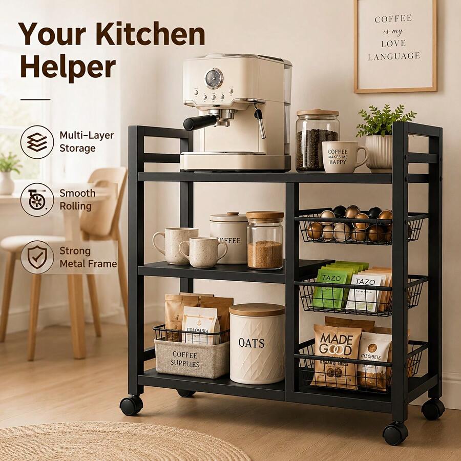 1pc Mobile Storage Rack, Adjus - Home Edit Bathroom Storage recension och pris
